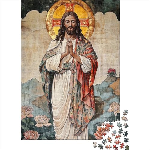 Art Christian Jesus Puzzle Dekompressionsspielzeug Rechteckiges Papierpuzzle für Kinder und Erwachsene ab 12 Jahren 1000 Teile (75 x 50 cm) von QASEYIPV