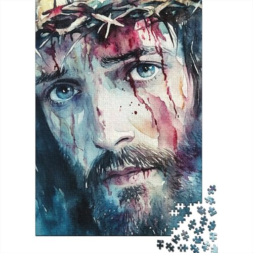 Art Christian Jesus Puzzle Fun Premium-Puzzle aus Karton für Erwachsene, Teenager, 1000 Teile (75 x 50 cm) von QASEYIPV