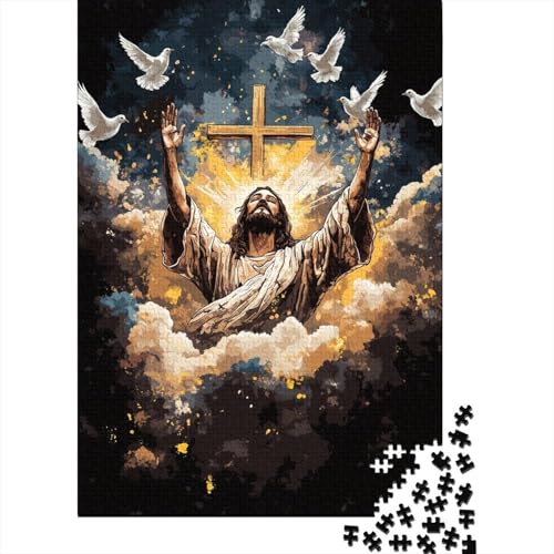 Art Christian Jesus Puzzle Kreative Spiele Premium-Karton-Puzzle für Frauen und Männer, Geburtstagsgeschenk, 1000 Teile (75 x 50 cm) von QASEYIPV
