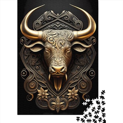 Art-Deco-Goldbär-Puzzle, 1000 Teile, für Erwachsene, Halloween-Geschenk, Lernspielzeug, 1000 Teile (38 x 26 cm) von QASEYIPV