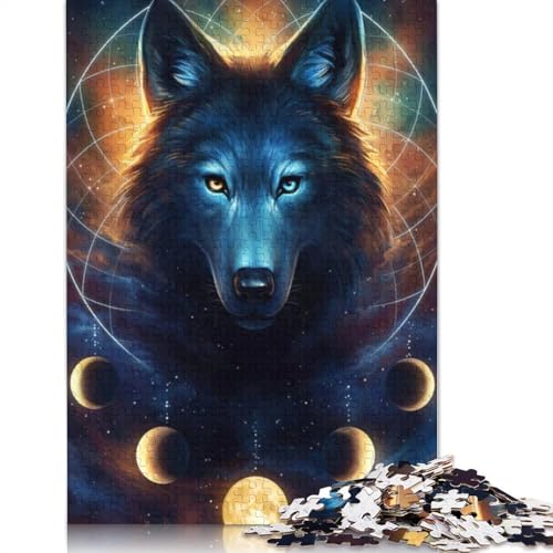 Art Wolf Puzzle 1000 Teile für Erwachsene, Halloween-Geschenk, Puzzle für Erwachsene und Jugendliche ab 12 Jahren, 1000 Teile (38x26cm) von QASEYIPV