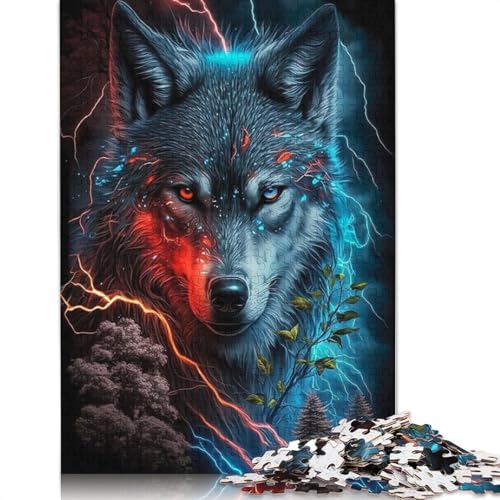 Art Wolf Puzzle 1000 Teile für Teenager, Geschenke, Papier-Puzzles für Erwachsene, Lernspiele für Zuhause, DIY-Spielzeug, 1000 Teile (38 x 26 cm) von QASEYIPV