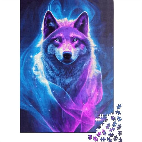 Astral Wolf kreatives quadratisches Puzzle, 1000 Teile, für Erwachsene, Holzpuzzle, herausforderndes Spiel, 1000 Teile (38 x 26 cm) von QASEYIPV