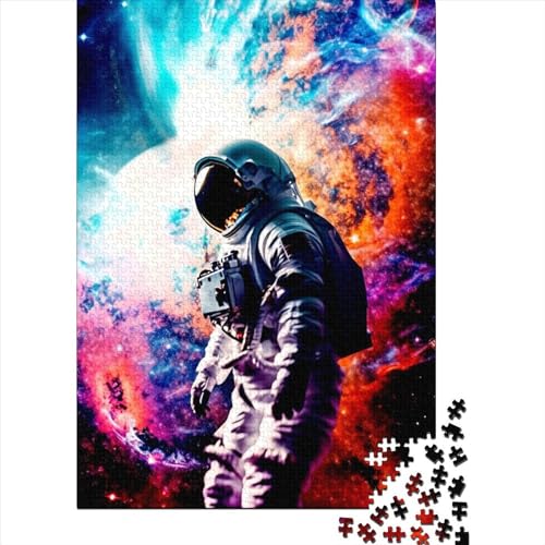 Astronaut-Puzzle, 1000 Teile, für Erwachsene und Jugendliche, Holzpuzzle, Weihnachtsgeschenk, 1000 Teile (75 x 50 cm) von QASEYIPV