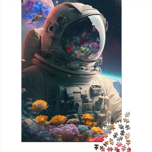 Astronauten Blumen 1000 Teile Puzzle für Erwachsene, Puzzle für Erwachsene, Halloween-Geschenk ab 14 Jahren, 1000 Teile (75x50cm) von QASEYIPV
