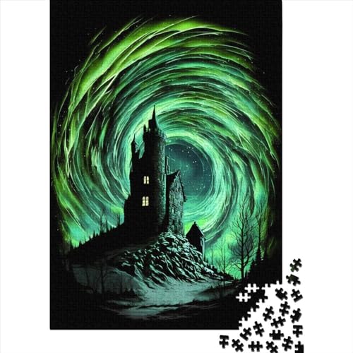 Aurora Nightscape 1000 Teile Puzzle für Erwachsene Holzpuzzle für Erwachsene Lernspiel Herausforderung Spielzeug 1000 Teile (75x50cm) von QASEYIPV