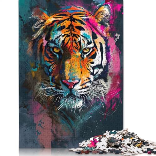 Ausdrucksstarke Tiger-Puzzles für Erwachsene, 1000-teiliges Puzzle für Teenager ab 12 Jahren, 1000 Teile (75 x 50 cm) von QASEYIPV