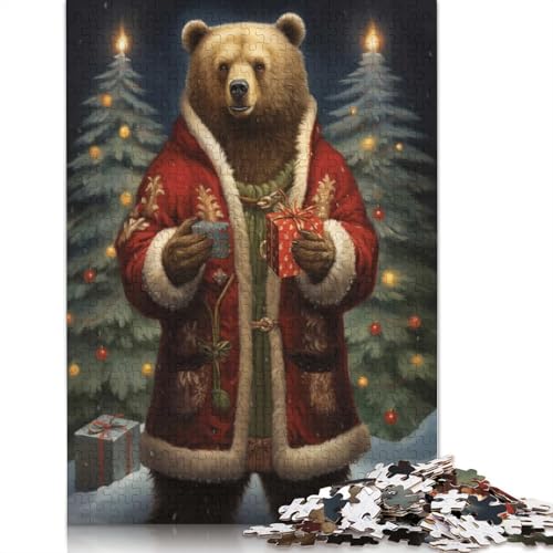 Bärengeschenk, Weihnachtspuzzle, Spielzeug, Lernspiel, Premium-Karton-Puzzle für Erwachsene und Kinder, 1000 Teile (75 x 50 cm) von QASEYIPV