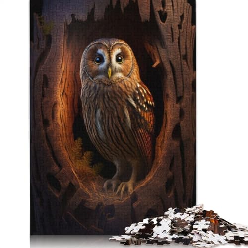 Baumstamm-Eule, 1000-teiliges Puzzle für Erwachsene, Spielzeug, Denkspiel, Lernspiel für Erwachsene, Stressabbau, Heimdekoration, 1000 Teile (75 x 50 cm) von QASEYIPV