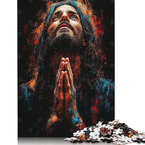 Betender Mann in Abstrakter Kunst, Puzzle, Denksportaufgabe, Premium-Karton-Puzzle für Kinder und Erwachsene ab 12 Jahren, 1000 Teile (75 x 50 cm) von QASEYIPV