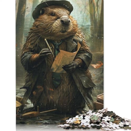 Biber-Detektiv-Wildtier-Puzzle, 1000 Teile, Puzzle für Erwachsene, Lernspielzeug, Familienspiele, Festivals, Geburtstagsgeschenke, 1000 Teile (75 x 50 cm) von QASEYIPV