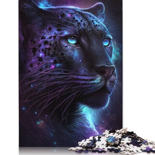 Black Leopard Puzzle Spielzeug Lernspiel Premium Karton Puzzle für Erwachsene Kinder 1000 Teile (75x50cm) von QASEYIPV