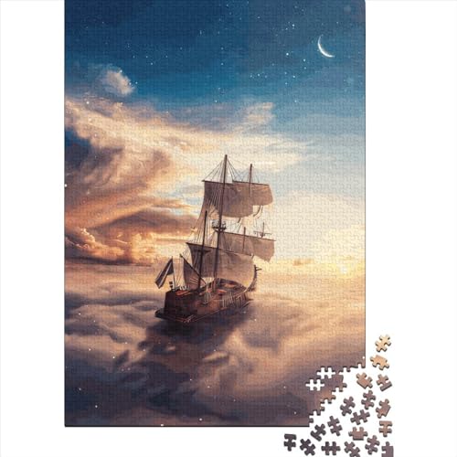 Bootspuzzle mit 1000 Teilen für Erwachsene und Holzpuzzle für Familienaktivitäten (38 x 26 cm) von QASEYIPV