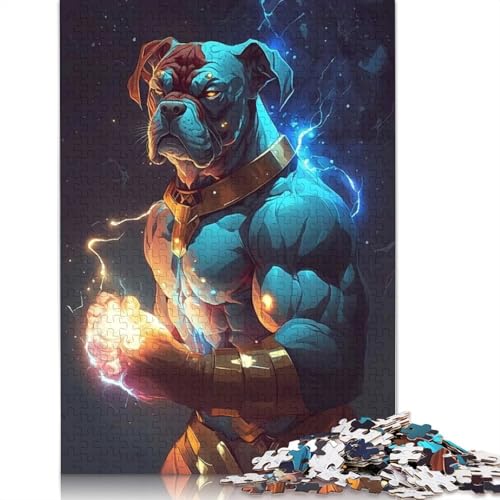 Boxer-Hunde-Puzzle, einzigartige Heimdekoration, 100% recycelter Karton, Puzzle für Jungen oder Mädchen, 1000 Teile (75 x 50 cm) von QASEYIPV