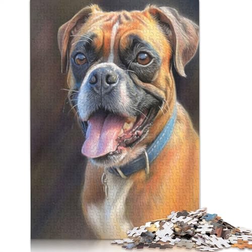 Boxer-Hunde-Skizzen-Puzzle, herausfordernd und knifflig, 100% recycelter Karton, Puzzle für Erwachsene, Teenager, Geburtstagsgeschenk, 1000 Teile (75 x 50 cm) von QASEYIPV