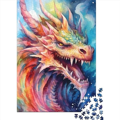 Bunte Drachen Puzzle 1000 Teile für Erwachsene und Jugendliche, nachhaltiges Holzpuzzle für Erwachsene | 1000-teilige Spiele (75x50cm) von QASEYIPV