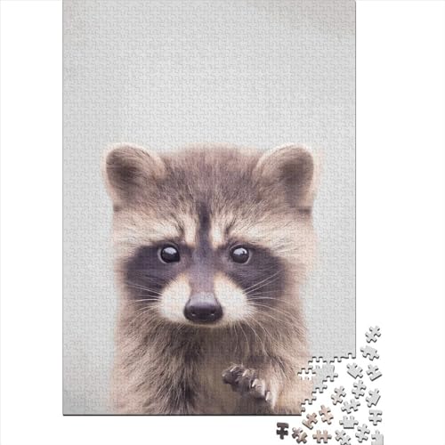 Bunte Kreative Quadrate 1000 Teile Waschbär Erwachsene Puzzle Holzpuzzle Herausforderung Spielzeug 1000 Teile (75x50cm) von QASEYIPV