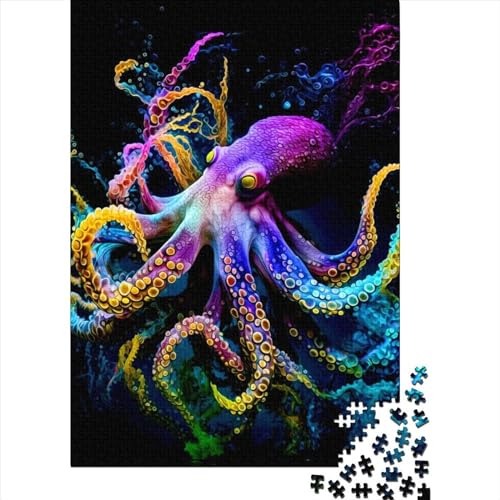Bunte Oktopus, 1000 Teile, Holzpuzzle für Erwachsene, Lernspiel für Jugendliche, 1000 Teile (75 x 50 cm) von QASEYIPV
