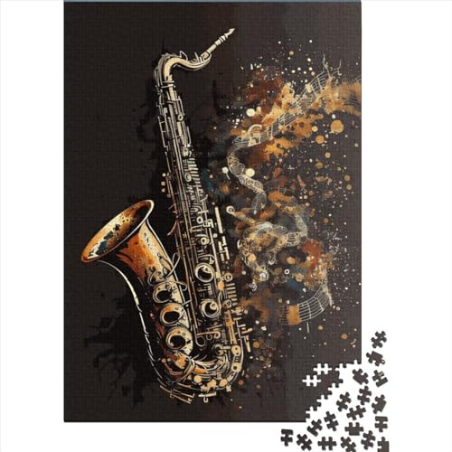 Bunte Quadrate 1000 Stück Saxophon Erwachsene Puzzle Holzpuzzle Spielzeug Wanddekoration Weihnachtsgeschenke 1000 Teile (38x26cm) von QASEYIPV