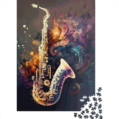 Bunte Saxophon-Puzzles 1000 Teile für Erwachsene, Holzpuzzle, Lernspiel für Kinder als Weihnachtsgeschenk, 1000 Teile (75x50cm) von QASEYIPV