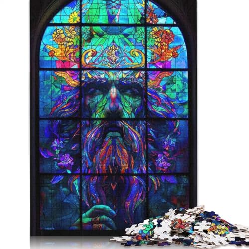 Buntglas-Druiden-Puzzle, schwierige Herausforderung, 100% recycelter Karton, Puzzle für Erwachsene, 1000 Teile (75 x 50 cm) von QASEYIPV