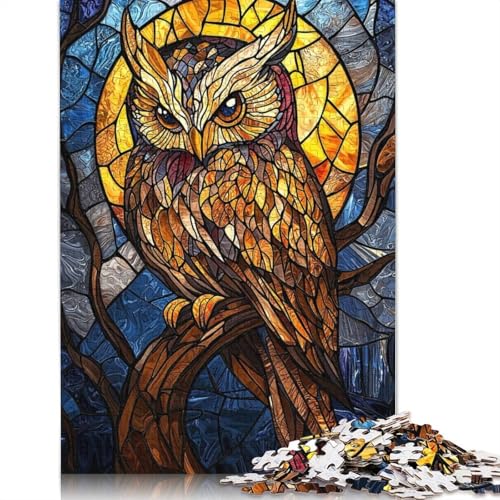 Buntglas-Eulen-Puzzle, herausfordernd und knifflig, Premium-Karton-Puzzle für Erwachsene und Teenager, 1000 Teile (75 x 50 cm) von QASEYIPV