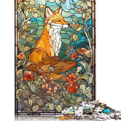 Buntglas-Fuchs-Puzzle, einzigartige Heimdekoration, 100% recycelter Karton, Puzzle für Erwachsene, Kindertagsgeschenke, 1000 Teile (75 x 50 cm) von QASEYIPV