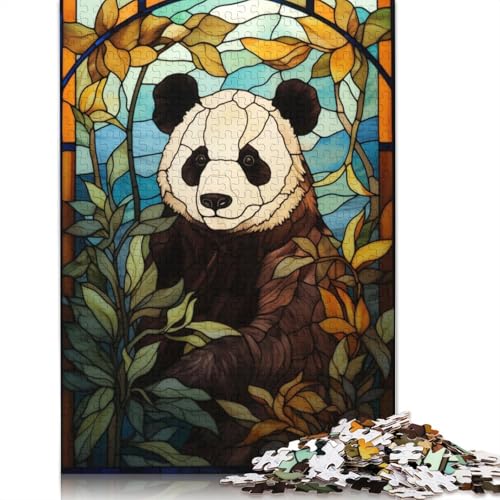 Buntglas-Panda, 1000-teiliges Puzzle für Erwachsene, Spielzeug, Denkspiel, Lernspiel für Erwachsene, Stressabbau, Heimdekoration, 1000 Teile (75 x 50 cm) von QASEYIPV