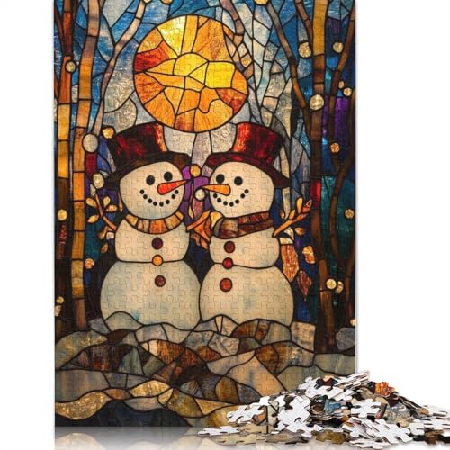 Buntglas-Schneemann-Papierpuzzle, 1000 Teile, Puzzle für Erwachsene, Lernspiel, Herausforderungsspielzeug, 1000 Teile (75 x 50 cm) von QASEYIPV