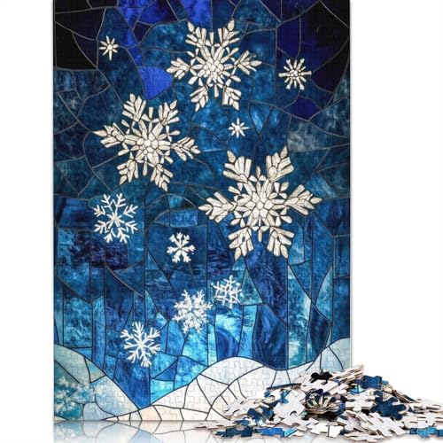 Buntglas-Winterpuzzle, 100% recycelter Karton, 100% recycelter Karton, Puzzle für Jungen oder Mädchen, 1000 Teile (75 x 50 cm) von QASEYIPV