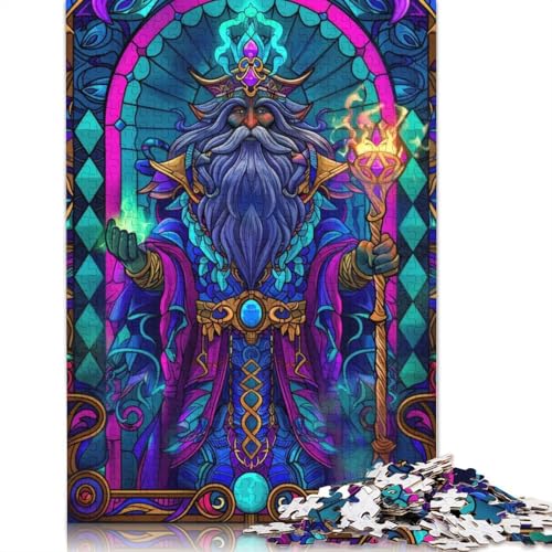 Buntglas-Zauberer-Puzzle, hochwertiges, rechteckiges Puzzle aus 100% recyceltem Kartonpapier für Jungen oder Mädchen, 1000 Teile (75 x 50 cm) von QASEYIPV
