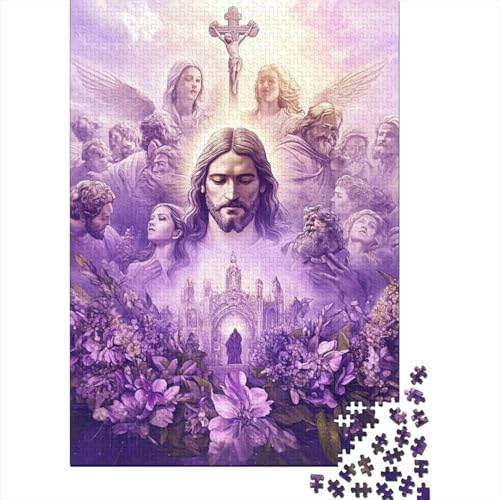 Christlicher Jesus 1000-teiliges Puzzle, kreatives rechteckiges Puzzle für Erwachsene und Kinder, Papierpuzzle, lustiges Lernspielzeug, 1000 Teile (38 x 26 cm) von QASEYIPV