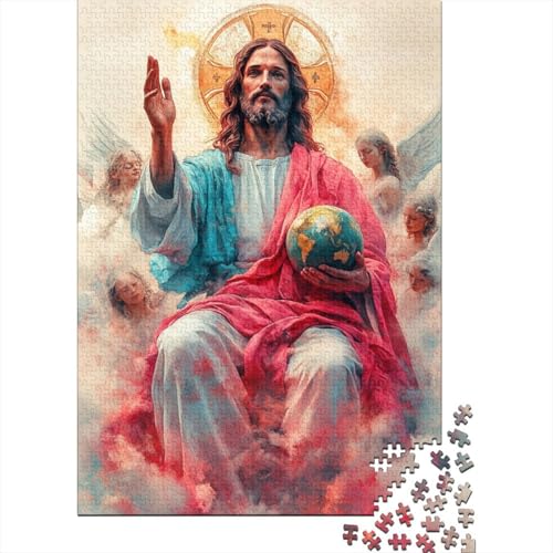 Christlicher Jesus 1000-teiliges Puzzle, kreatives rechteckiges Puzzle für Erwachsene und Kinder, Papierpuzzle, lustiges Lernspielzeug, 1000 Teile (38 x 26 cm) von QASEYIPV
