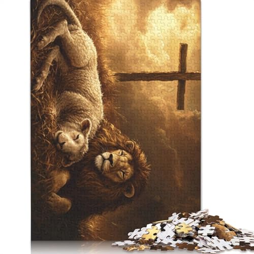 Christlicher Löwe Puzzle 1000 Teile Erwachsene Intellektuelles Spiel Kinderpuzzle 1000 Teile (75x50cm) von QASEYIPV