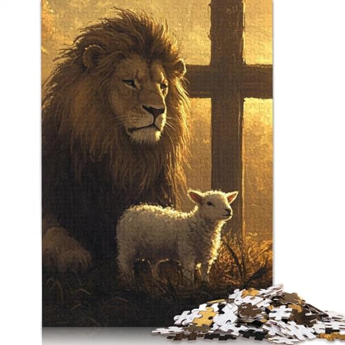 Christliches Löwen-Puzzle, DIY-Spiel, Premium-Karton-Puzzle für Frauen und Männer, Kindertagsgeschenke, 1000 Teile (75 x 50 cm) von QASEYIPV