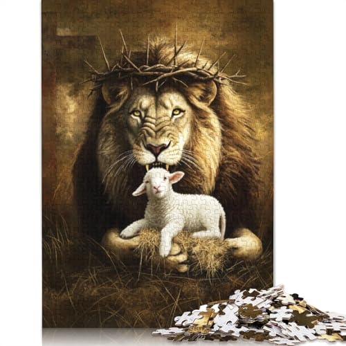 Christliches Löwen-Puzzle, schwierig, 100% recycelter Karton, Puzzle, 1000 Teile (75 x 50 cm) von QASEYIPV