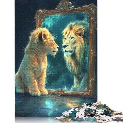 Christliches Löwen-Puzzle, schwieriges, rechteckiges Hartpapier-Puzzle für Erwachsene und Kinder, einzigartiges, 1000 Teile (75 x 50 cm) von QASEYIPV