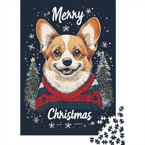 Corgi Weihnachtspuzzle, 1000 Teile für Erwachsene und Kinder, kreativ, rechteckig, Papierpuzzle, lustiges Lernspielzeug, 1000 Teile (38 x 26 cm) von QASEYIPV