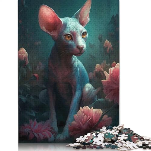 Cornish Rex Cat Mythical Puzzle, Premium-Puzzle aus 100% recyceltem Karton, 100% recycelter Pappe, Puzzle für Erwachsene, 1000 Teile (75 x 50 cm) von QASEYIPV