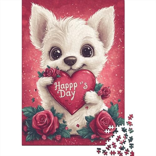 Cute_cartoon_puppy 1000-teiliges rechteckiges Puzzle für Erwachsene Kreative Herausforderungen Puzzle Spielzeug 1000 Teile (75x50cm) von QASEYIPV