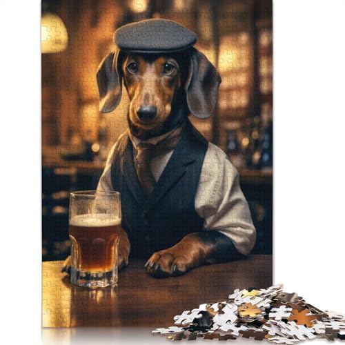 Dackel in der Kneipe, Puzzle für Erwachsene, 1000 Teile, Papierpuzzles für Jugendliche ab 12 Jahren, 1000 Teile (75 x 50 cm) von QASEYIPV