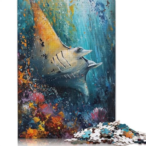 Das majestätische Manta Ray-Puzzle für Erwachsene, 1000-teiliges Puzzle für Teenager, Lernspiel, Herausforderungsspielzeug, 1000 Stück (75 x 50 cm) von QASEYIPV