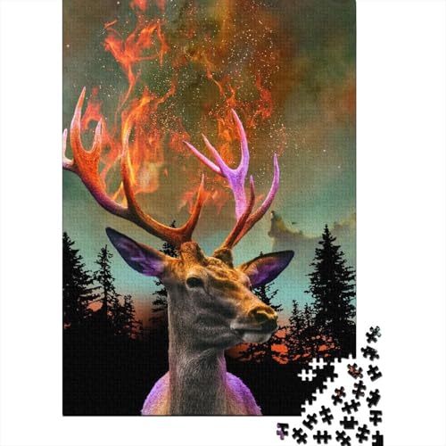 Deer12 1000-teiliges Puzzle für Erwachsene, Holzpuzzle für Erwachsene, pädagogisches Spiel, Herausforderungsspielzeug, 1000 Teile (75 x 50 cm) von QASEYIPV