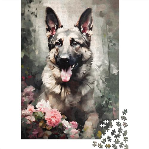 Deutscher Schäferhund Puzzle 1000 Teile für Erwachsene und Holzpuzzle, Lernspiel für Familien, 1000 Teile (38 x 26 cm) von QASEYIPV