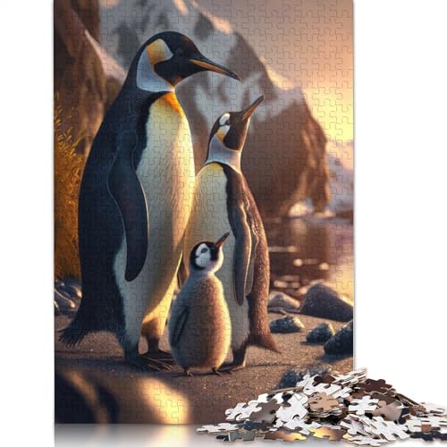 Die Pinguinfamilie, 1000-teiliges Puzzle für Kinder ab 18 Jahren – Familienaktivitäts-Puzzle, Lernspiele, schwierig und herausfordernd (75 x 50 cm) von QASEYIPV