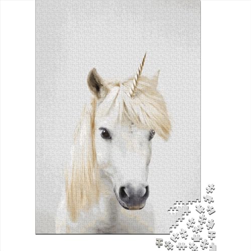 Einhorn-Puzzle, 1000 Teile, bunt und kreativ, quadratisch, für Erwachsene, aus Holz, intellektuelles Spiel, 1000 Teile (38 x 26 cm) von QASEYIPV