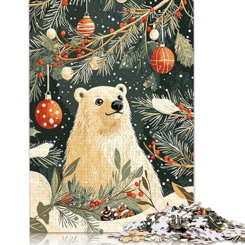Eisbär-Weihnachtspuzzle, rechteckig, aus Pappe, 100% recyceltem Karton, Puzzle für Erwachsene und Kinder, 1000 Teile (75 x 50 cm) von QASEYIPV