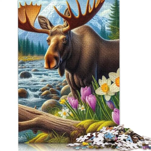 Elch Kunstpuzzle, 1000 Teile, für Erwachsene, Papierpuzzle für Teenager, Männer und Frauen, Geschenk, 1000 Teile (38 x 26 cm) von QASEYIPV