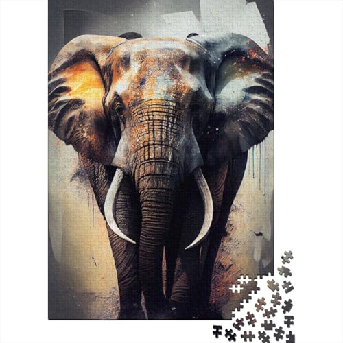 Elefant Puzzle 1000 Teile Elefant Erwachsene Halloween Geschenk Papier Puzzle Erwachsene 1000 Teile (38x26cm) von QASEYIPV