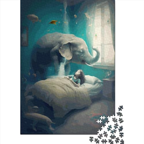 Elefanten-Puzzle, 1000 Teile für Erwachsene, Holzpuzzle, Lernspiele für Kinder, 1000 Teile (38 x 26 cm) von QASEYIPV